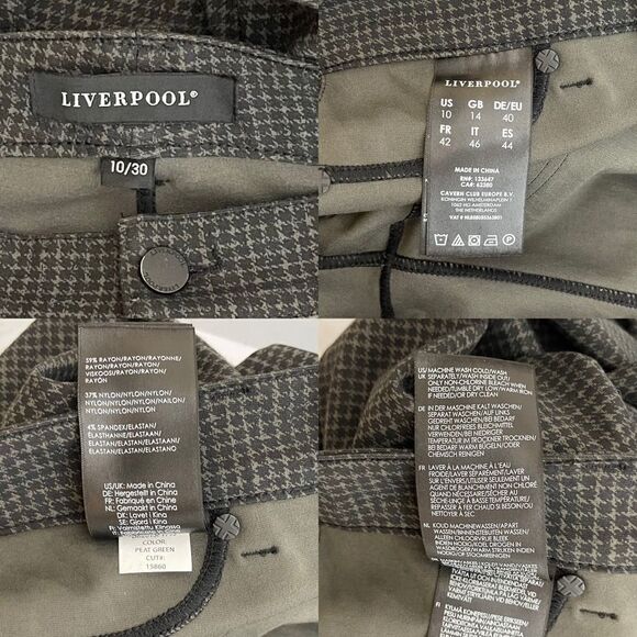 Liverpool Stitch Fix Houndstooth Pants Size 10 Skinny Stretch Peat Green - Picture 7 of 7